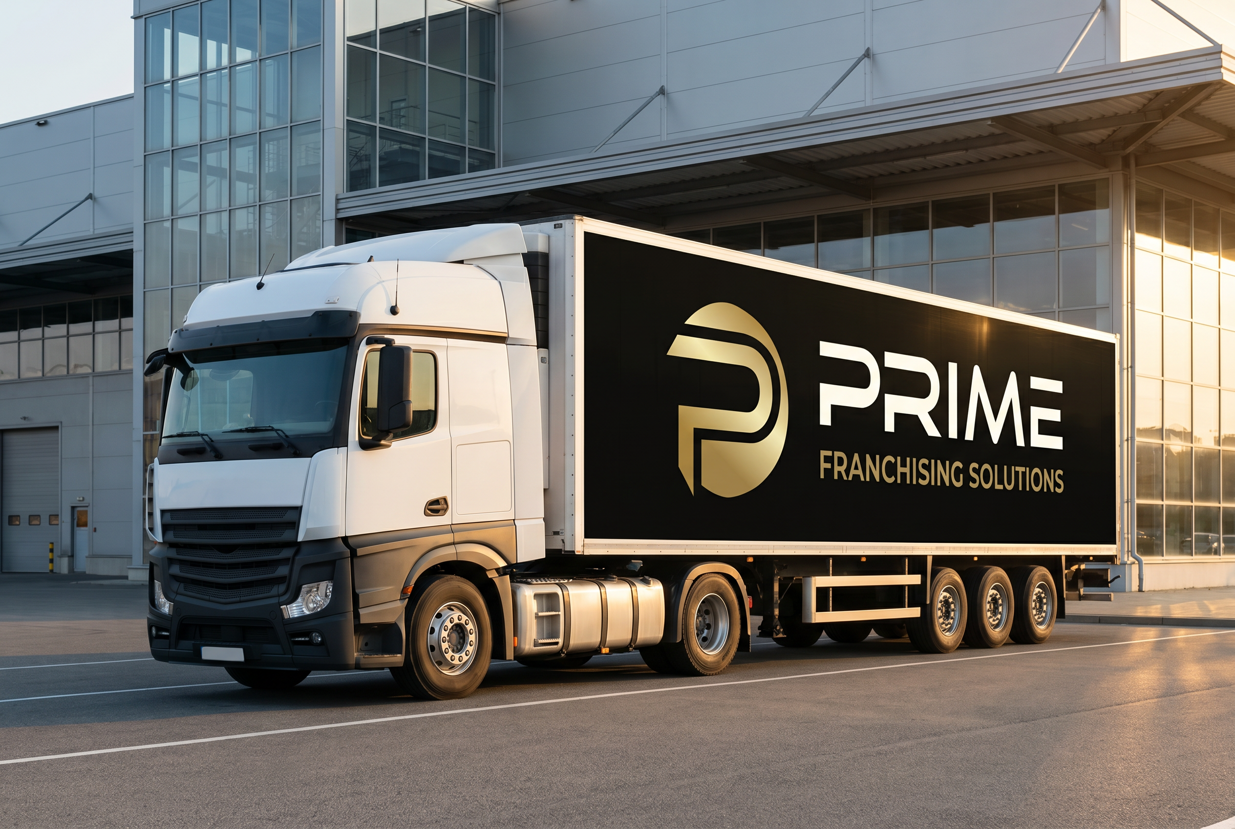 Caminhão da frota Prime com identidade visual