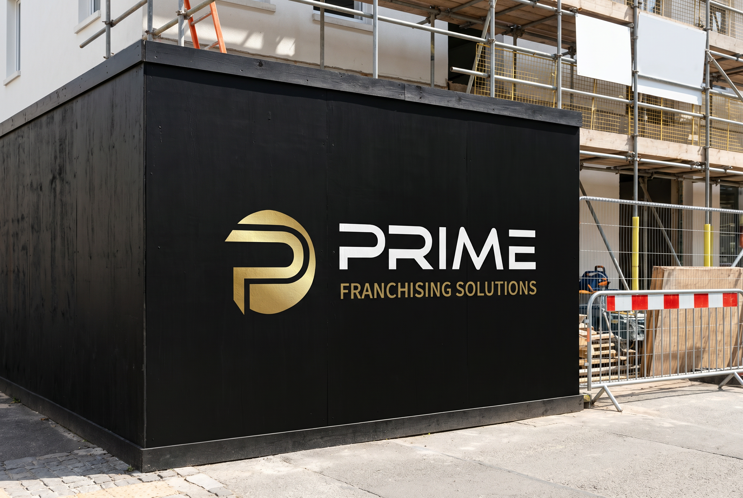Placa de obra e tapume Prime no canteiro